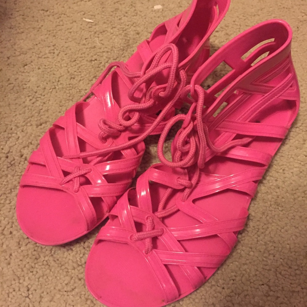 Hot pink gladiator sandals